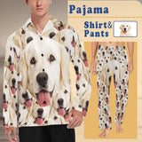 Custom Pet Pajamas Face Dog Sleepwear Men's Long Sleeve Pajama Set