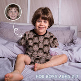 Custom Face Seamless Nightwear Personalized Kid's Pajama Set 2-7Y Boys
