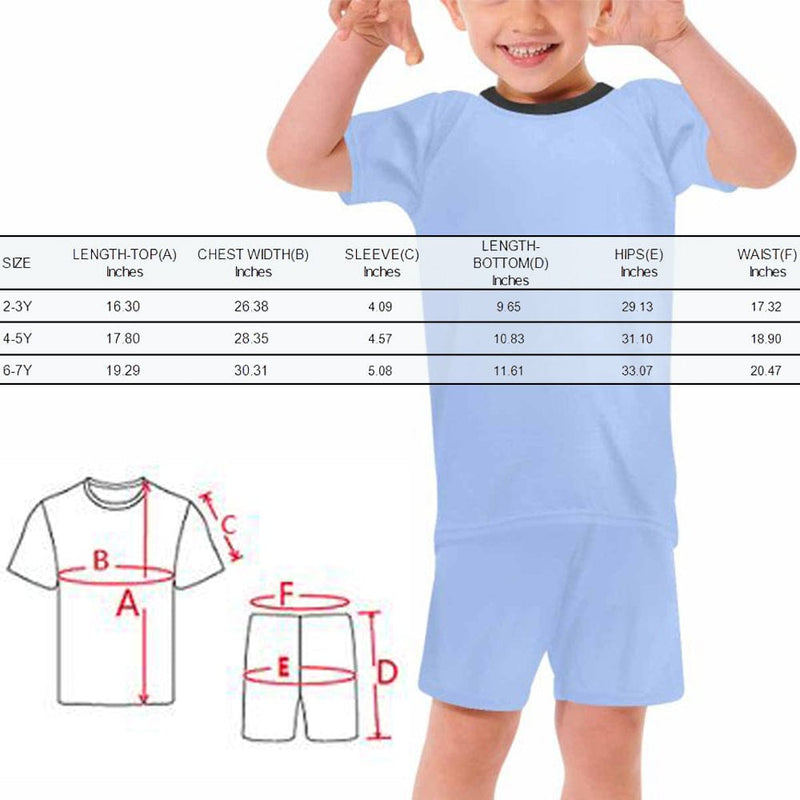 Little Boy Pajamas Custom Face Seamless Nightwear Personalized Kid's Short Sleeve Pajama Set 2-7Y Boys