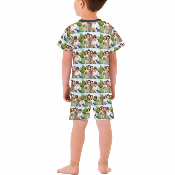 Little Boy Pajamas Custom Photo Happy Family Nightwear Personalized Short Sleeve Pajama Set For Boys 2-7Y