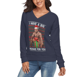 Custom Boyfriend Face V-Neck Sweater for Women Ugly Christmas Sweater Long Sleeve Lightweight Sweater Tops