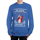 Custom Face Ugly Sweater Go Jesus Round Neck Sweater for Christmas Long Sleeve Lightweight Sweater Tops