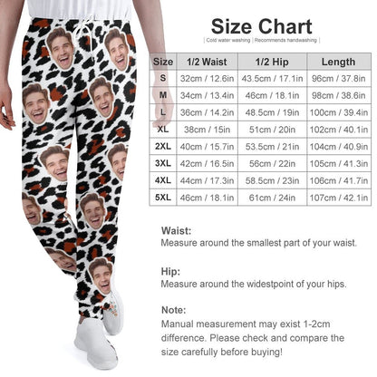 Custom Face Leopard Print Sweatpants Unisex Personalized Closed Bottom Casual Joggers