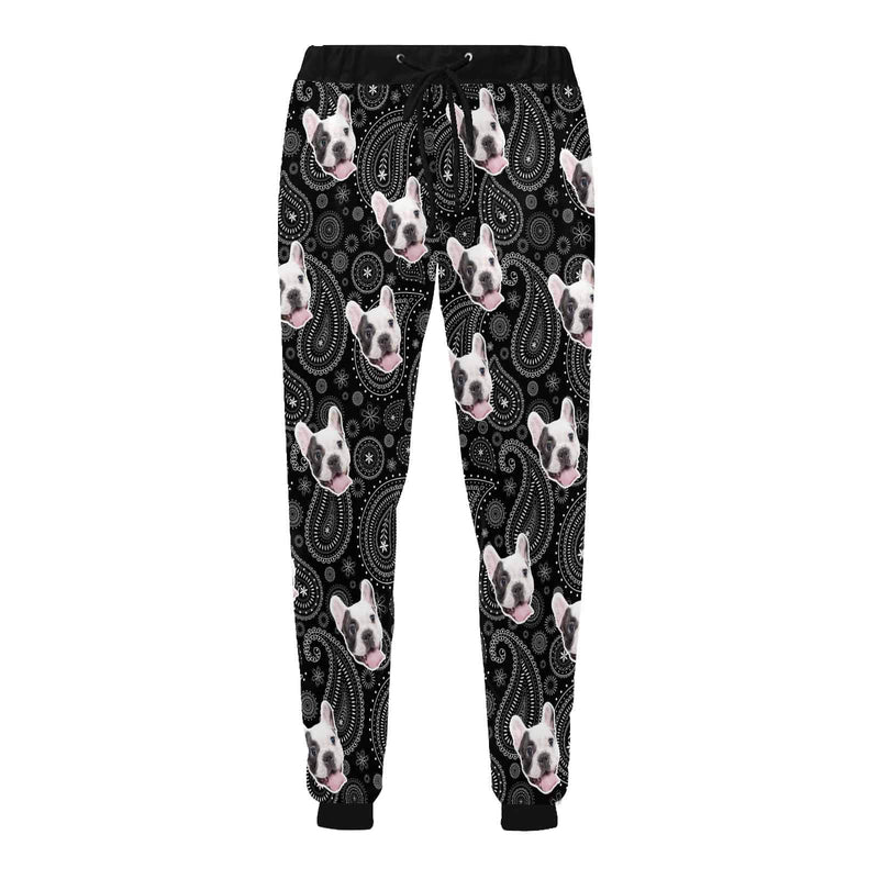 Custom Face Casual Sweatpants with Puppy Picture Personalized Men's All Over Print Sweatpants