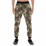 Custom Face Green Camouflage Sweatpants Couple Matching Personalized Casual Sweatpants