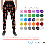 Custom Face Love Pattern Black Sweatpants Couple Matching Personalized Casual Sweatpants