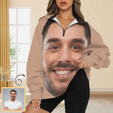 Custom Big Face Women's Quarter Zip Pullover Sweatshirt