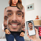 Custom Face Husband Women's Casual Crew Neck Sweatshirt Personalized Long Sleeve Loose Sweatshirt, Best Gift For Her