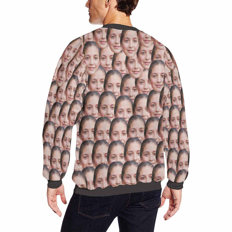 Custom Seamless Face Loose Sweatshirt Personalized Face All Over Print Crewneck Loose Sweatshirt