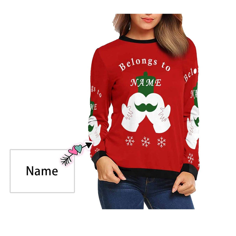 Personalized Name Beard Ugly Women's Christmas Sweatshirts, Gift For Christmas Custom Name Sweatshirt, Ugly Couple Sweatshirts