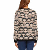 Custom Seamless Face Husband Women's Casual Crew Neck Sweatshirt Personalized Long Sleeve Loose Sweatshirt, Best Gift For Her