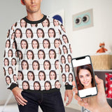 Men's Custom Face Loose Sweatshirt With Football Pattern Personalized Face Loose Crew Neck Sweatshirt