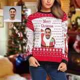 Personalized Face Merry Christmas Santa Ugly Women's Christmas Sweatshirts, Gift For Christmas Custom face Sweatshirt, Ugly Couple Sweatshirts