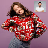 Personalized Face Christmas Red Ugly Women's Christmas Sweatshirts, Gift For Christmas Custom face Sweatshirt, Ugly Couple Sweatshirts