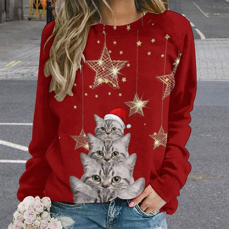 Personalized Pet Photo Star Matching Ugly Christmas Sweatshirt, Gift For Christmas Custom face Sweatshirt, Ugly Couple Sweatshirts