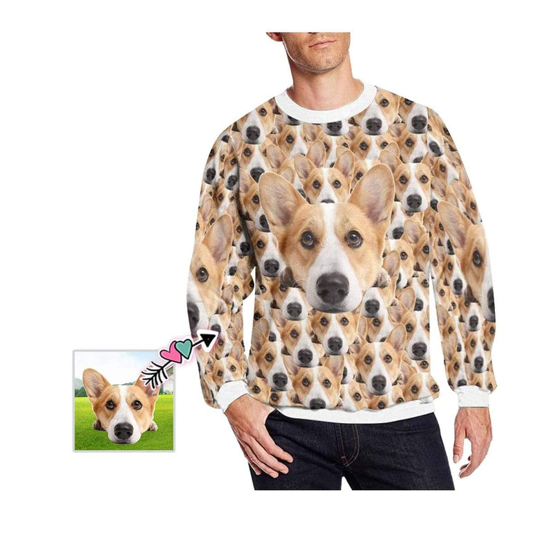 Custom Seamless Face Pet Dog Loose Sweatshirt Personalized Face All Over Print Crewneck Loose Sweatshirt