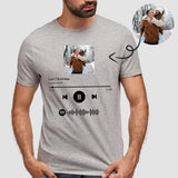 Custom Photo Last Christmas Grey Scannable Spotify Code T-shirt Personalized Men's All Over Print T-shirt