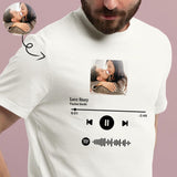 Custom Photo Love Story White Scannable Spotify Code T-shirt Personalized Men's All Over Print T-shirt